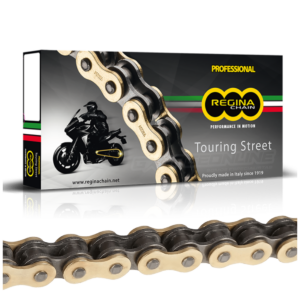 CADENA REGINA 520-120 DORADA, CON ZRING Y REFORZADA "TOURING STREET"